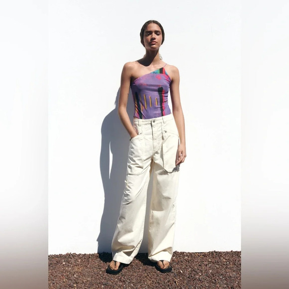 Zara Tops - Zara DAVID PHER PRINTED ASYMMETRIC BODYSUIT